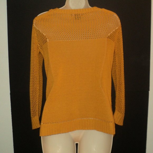 Serendipity by Victoria Sweater Size L Melon-Gold Cold Shoulder Long Sleeves - Picture 4 of 5